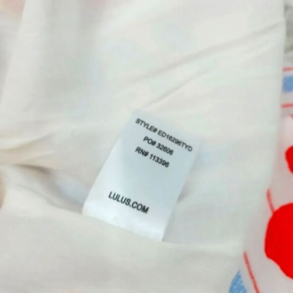 NEW Lulu's Pretty Mama White Tropical Print Lace-Up Short Sleeve Dress Size Med - Picture 9 of 12